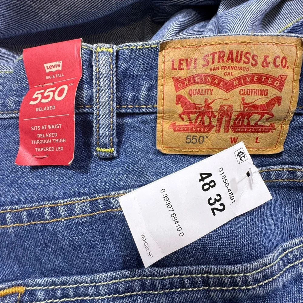 Levis 550 Relaxed Fit Tapered Leg Jeans Mens 48x32 Big & Tall Blue Denim‎